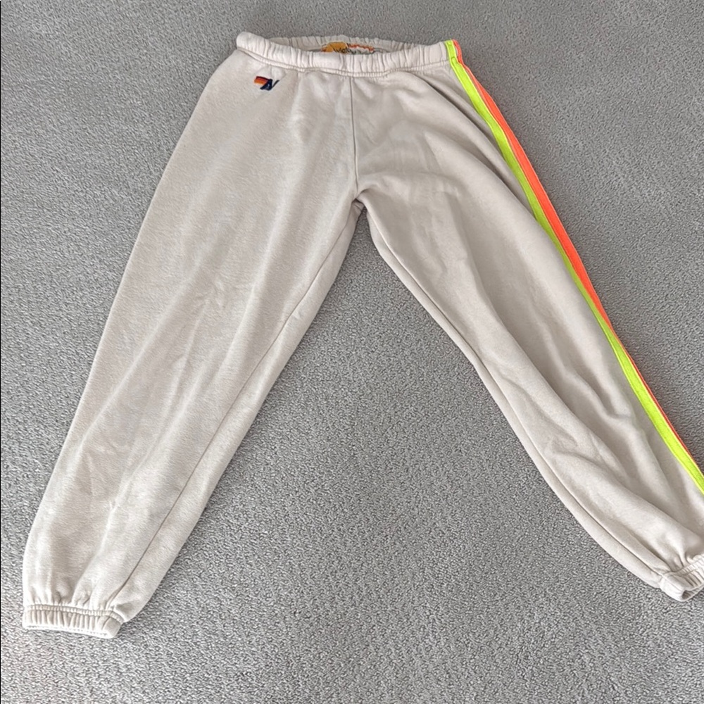 Aviator Nation Cream and Yellow Jogger Sweatpants
